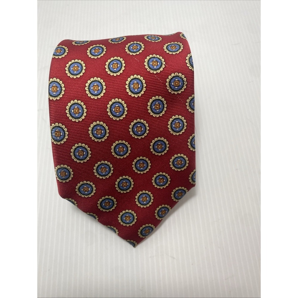 Jos. A. Bank Mens Necktie Silk Tie Red Floral Pattern 61" Made In Italy T23